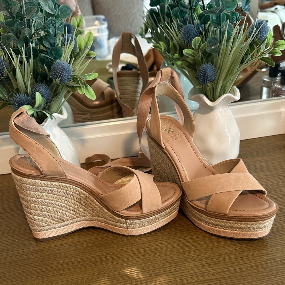 Tan Vince Camuto Wedge Sandals